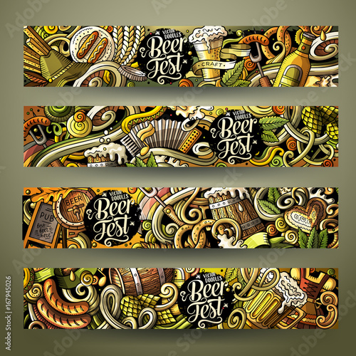 Cartoon cute colorful vector hand drawn doodles Beer fest corporate identity