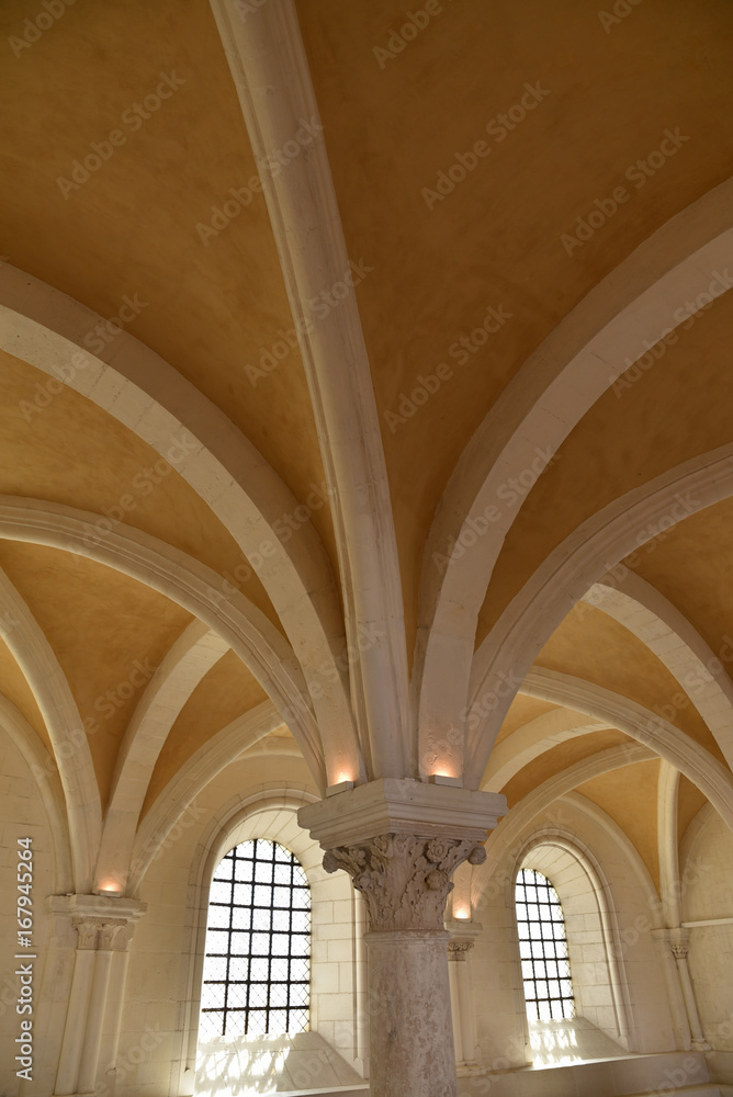 Voûtes de la salle capitulaire de l'abbaye Saint-Germain à Auxerre en Bourgogne, France