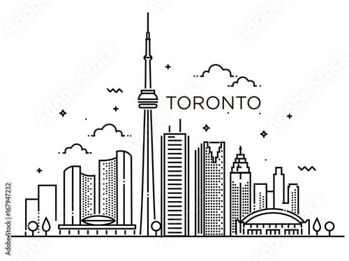 Linear banner of Toronto. Line art.