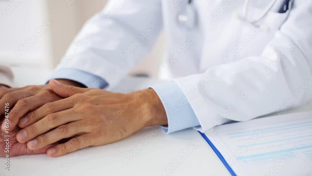 hands of doctor supporting senior woman at clinic hands of doctor supporting senior woman at clinic