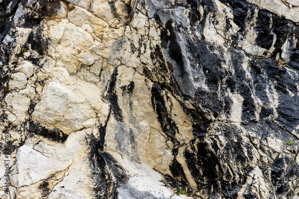Black and white rocky structure