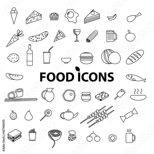 food icons set. Vector illustration. © TIMACOOL