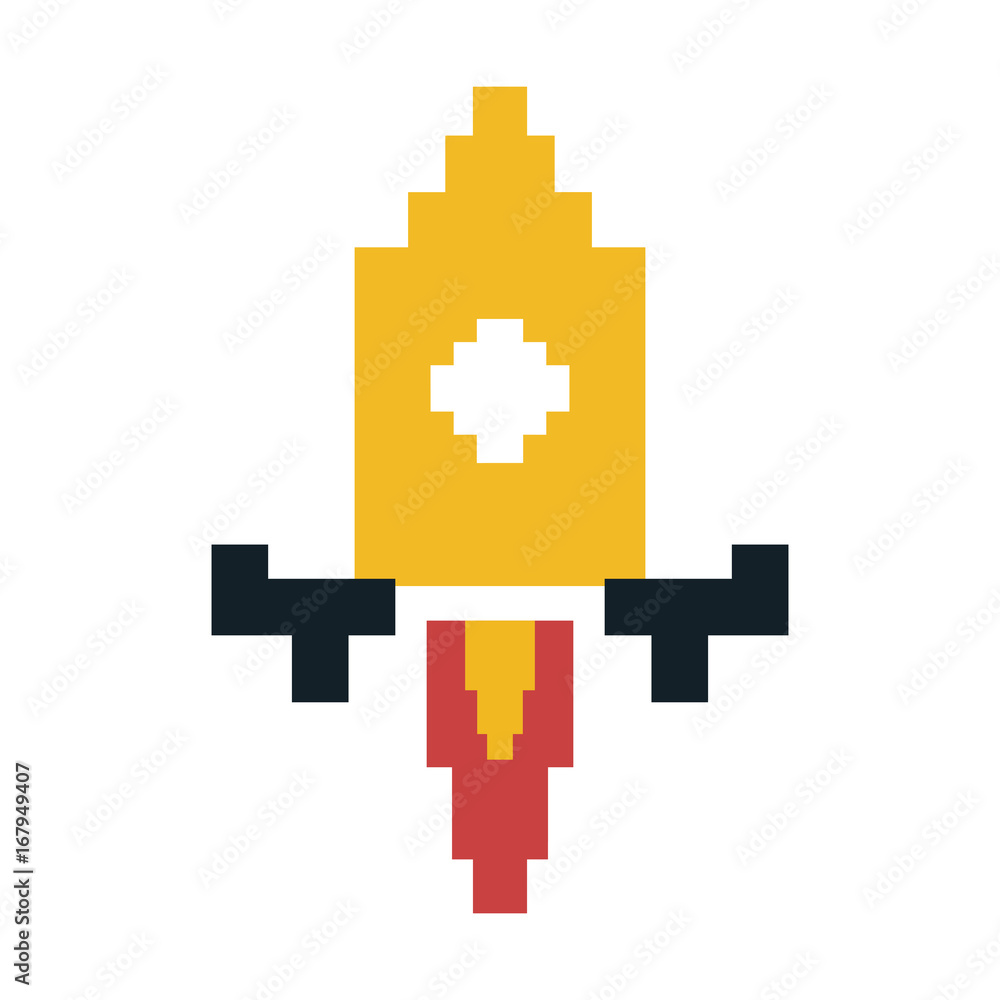 Obraz premium pixel rocket icon image vector illustration design 