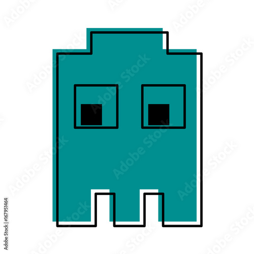 videogame pixel character icon image vector illustration design  blue color photo