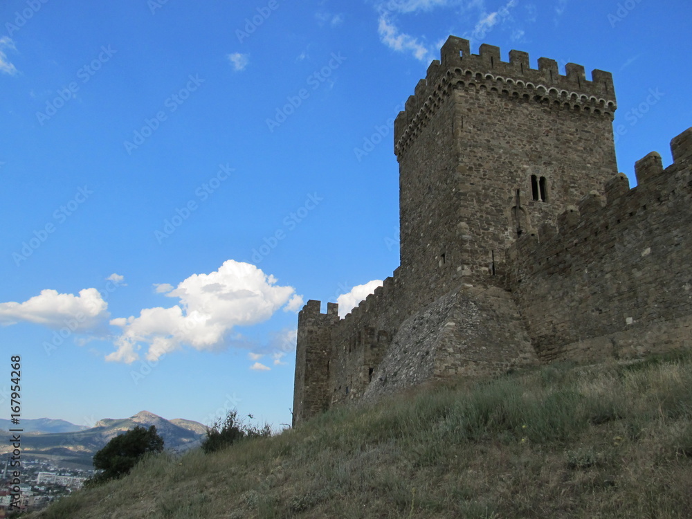 Genoese Fortress Sudak wall and tower, Crimea