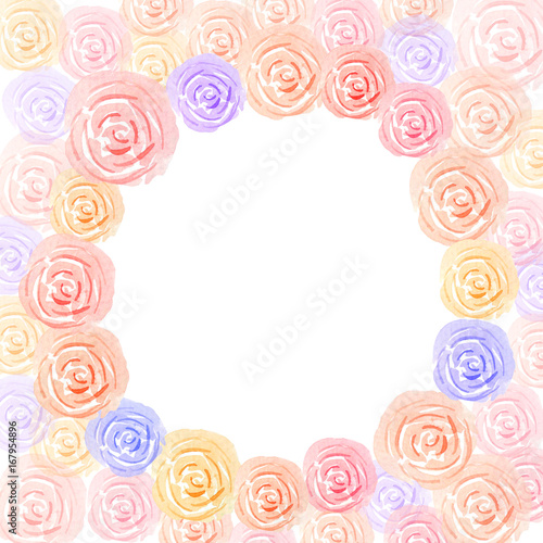 pastel colorful rose watercolor with space circle