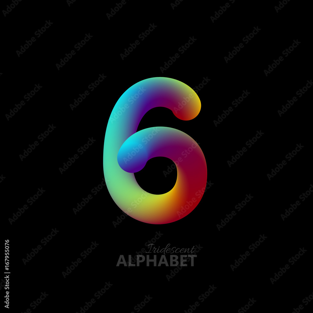 3d iridescent gradient number 6. 3d iridescent gradient number 6.
