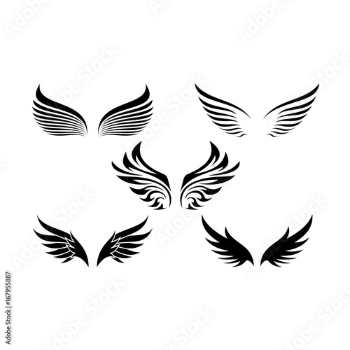 wings, Modern, minimalistic, set, logo, design, vector