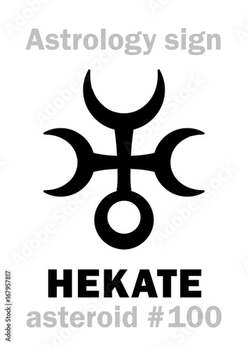 Astrology Alphabet: HEKATE (Trivia), asteroid #100. Hieroglyphics character sign (single symbol).