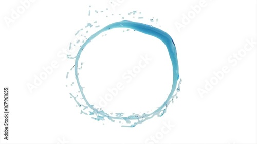Circle of water on a white background. photo