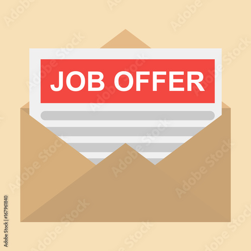 Open envelope with Job offer message. Vector illustration