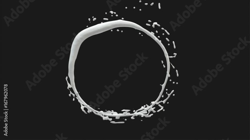 Milk circle on a black background. photo