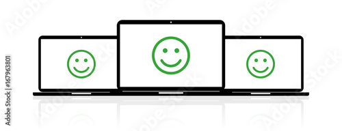 Laptop Banner - Smiley glücklich