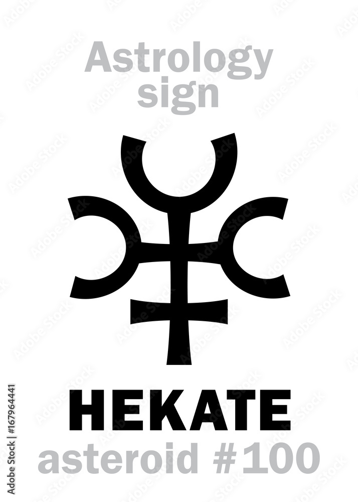 Fototapeta premium Astrology Alphabet: HEKATE (Trivia), asteroid #100. Hieroglyphics character sign (single symbol).