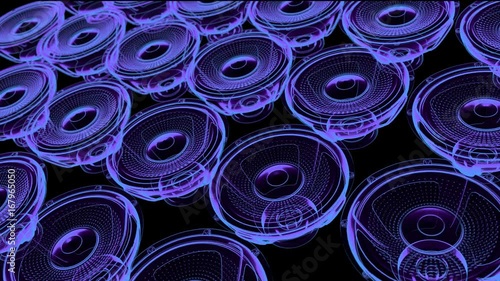 seamless vj musical motion loop - neon speakers. 3D render