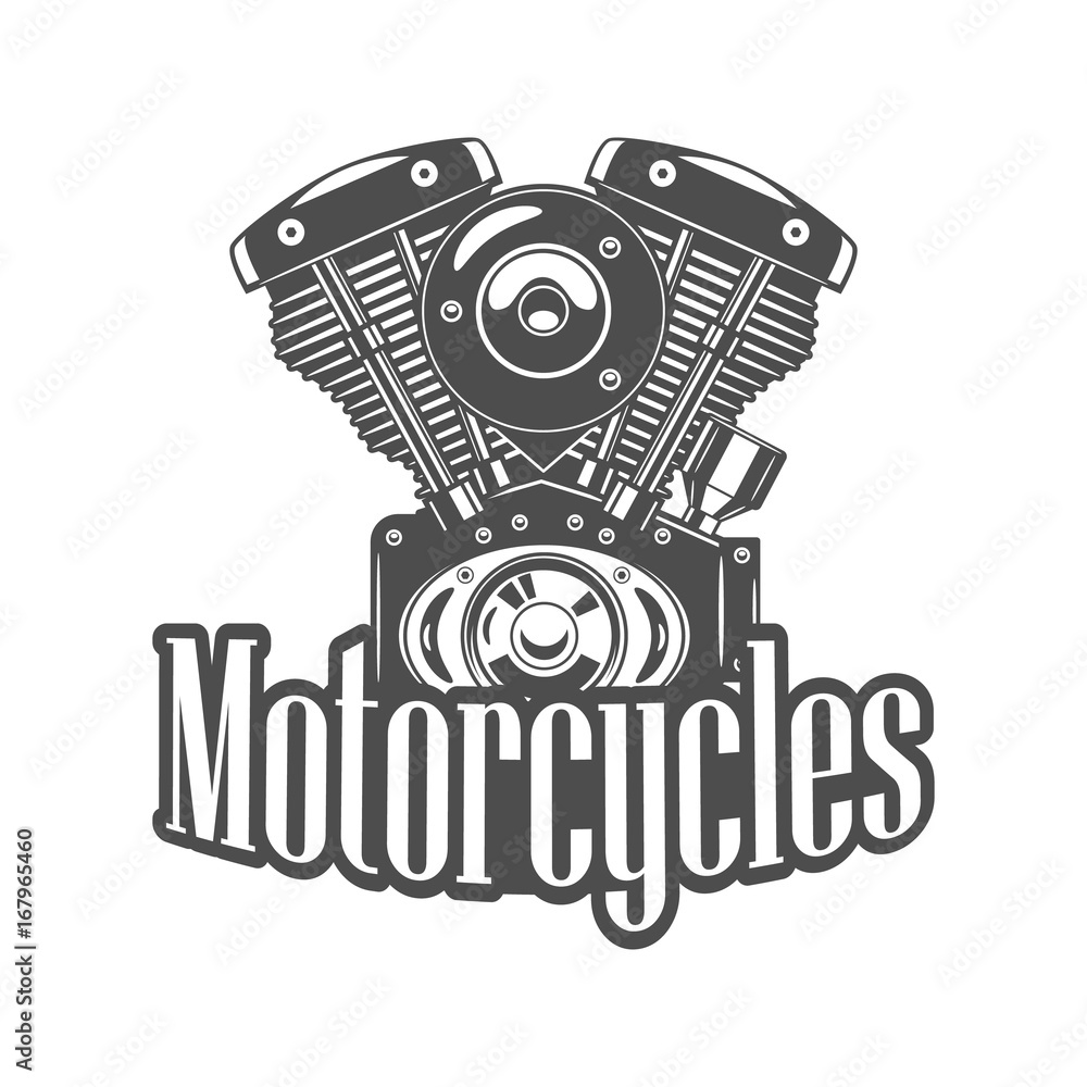 Illustration of motorcycle engine