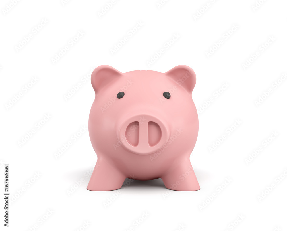 3d rendering of a pink ceramic piggy bank isolated on white background. 3d rendering of a pink ceramic piggy bank isolated on white background.