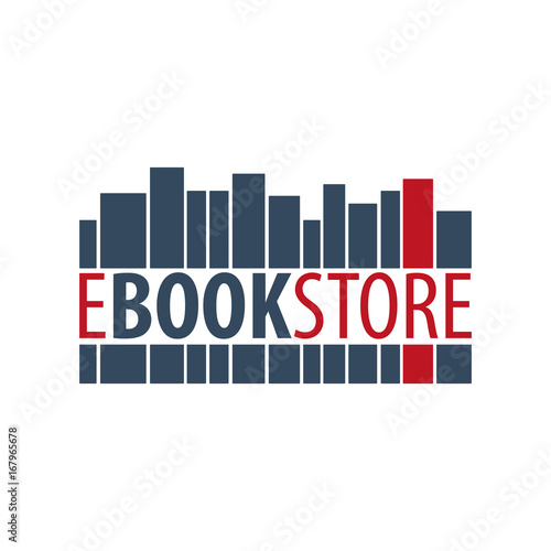 E Book Store Logo. Education and book emblem. Vector illustration.