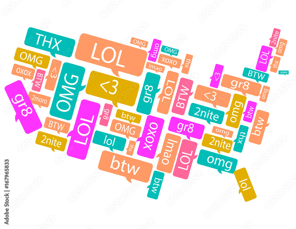 America made out of text messages speech bubbles  