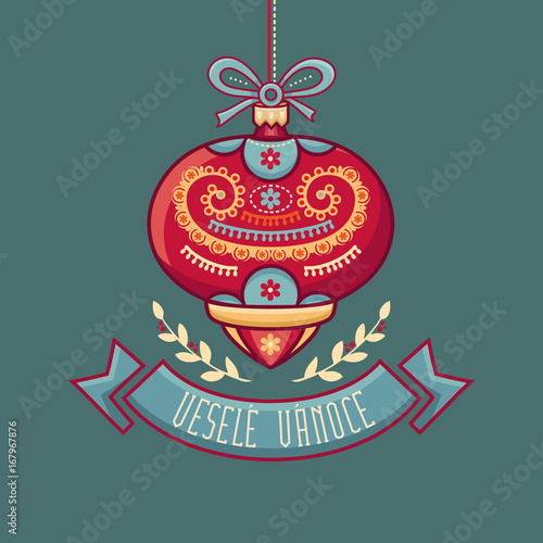Czech language. Vesele Vanoce. Christmas message. 