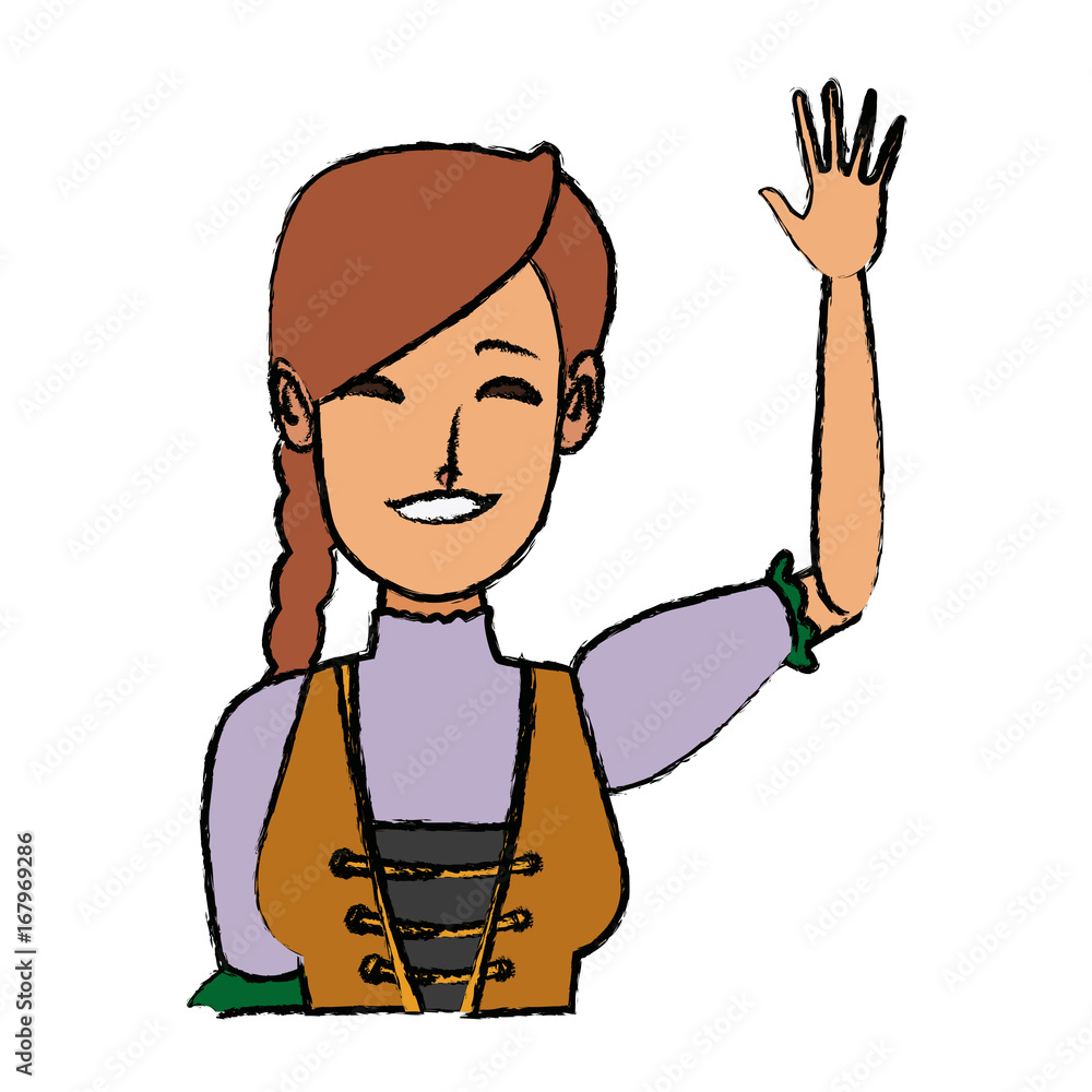 portrait happy swiss woman waving hand vector illustration portrait happy swiss woman waving hand vector illustration