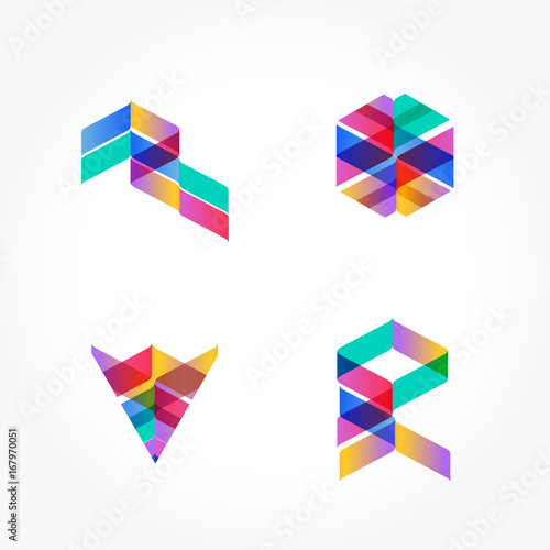 Obraz na plátně Set of minimal geometric multicolor shapes