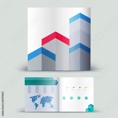 Corporate booklet promotion template with color elements. Vector company brichure business style for advertising, report or guideline. Stationery template with abstract pattern theme illustration. photo