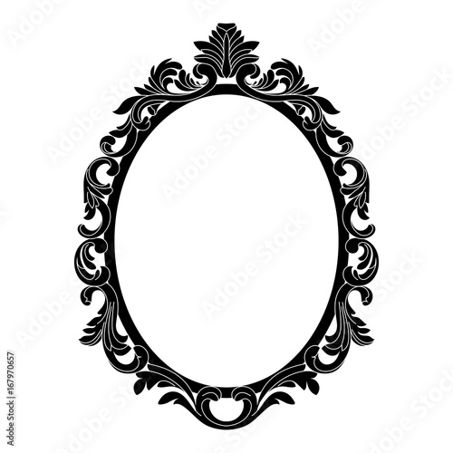 Vintage oval graphical frame in antique style. Vector.