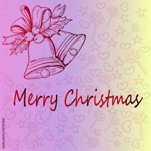 Christmas bell and a beautiful thematic Christmas pattern. Idea for Christmas...