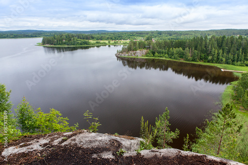 Lake Ladoga Skerries Karelia Russia Blue Sky Pella Boats Autumn photo