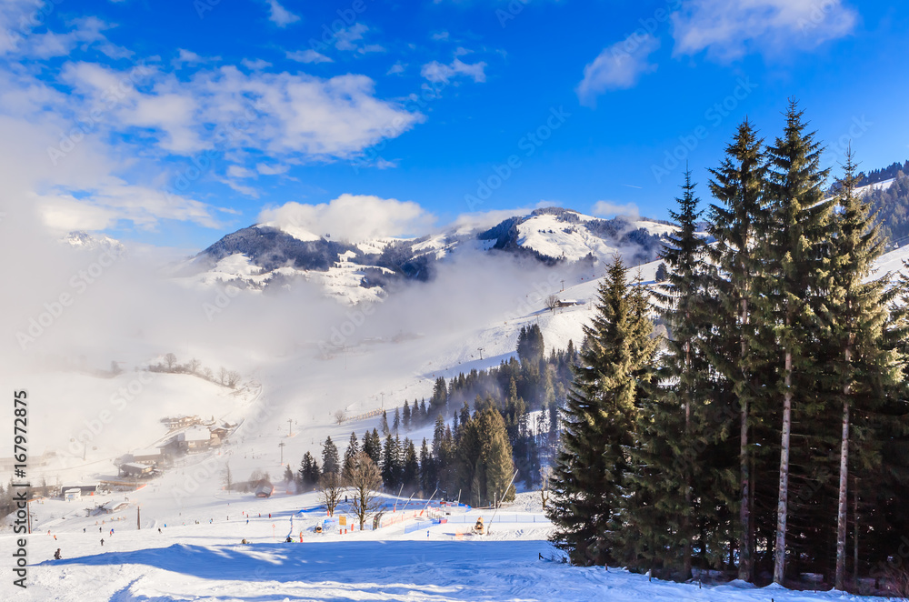 On the slopes of the ski resort Soll, Tyrol, Austria