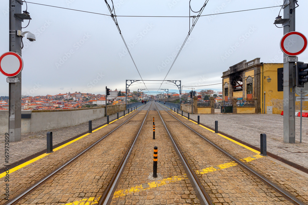 Porto. The bridge of Don Luis at dawn. Porto. The bridge of Don Luis at dawn.