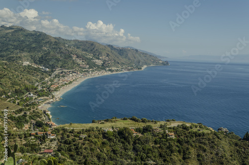Mediterranean coast at the height of the city of taormina sicily © MAEKFOTO
