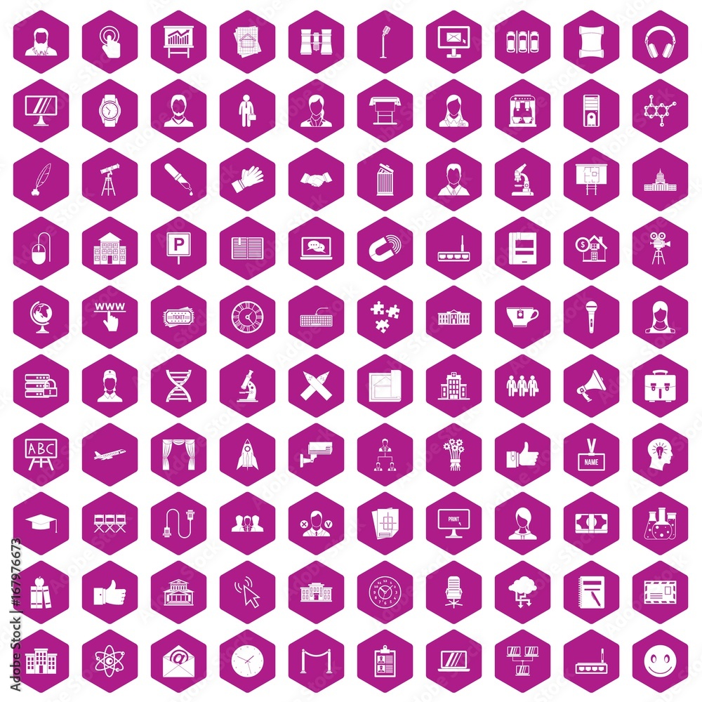 100 conference icons hexagon violet 100 conference icons hexagon violet