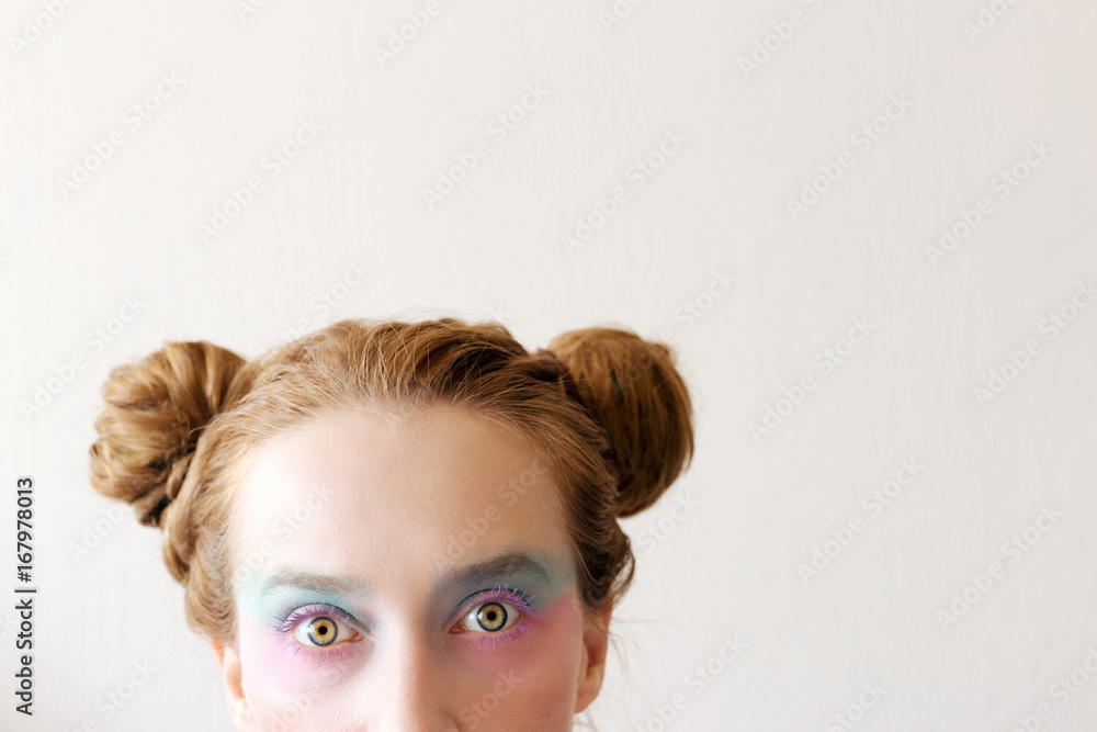 Ginger woman with dreadlocks and creative make up. Tenderness Ginger woman with dreadlocks and creative make up. Tenderness