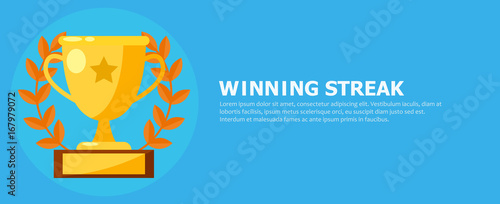 Winning streak banner. Cup, medal with a star