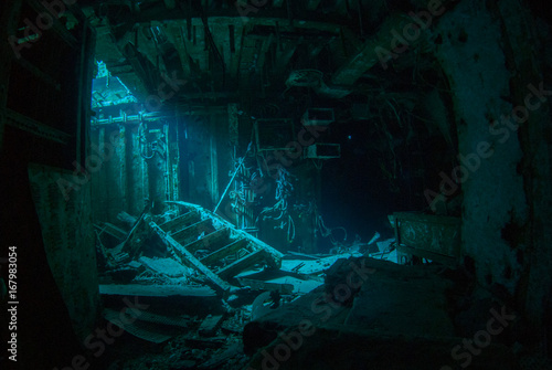 Wallpaper Mural a natural light shot of the inside of the shipwreck of the captain keith tibbetts in little cayman