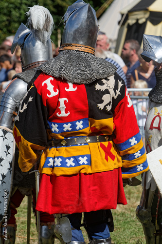 Blason et armoirie d'un chevalier avant la bataille d'Azincourt le 25 octobre 1415, Pas-de-Calais, France