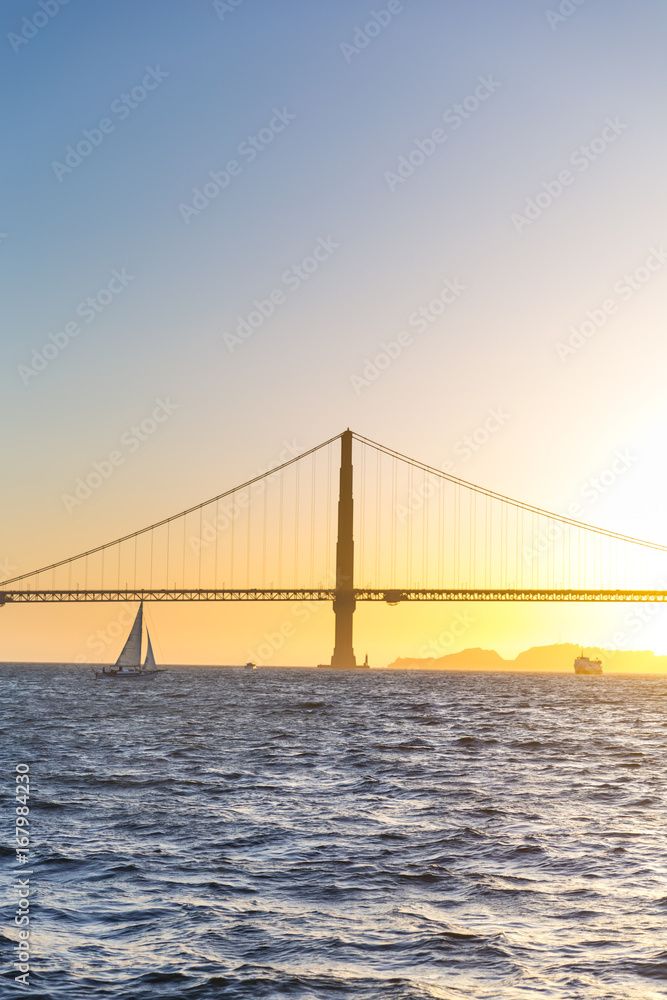 Sunset Behind the Golden Gate Bridge, San Francisco, California