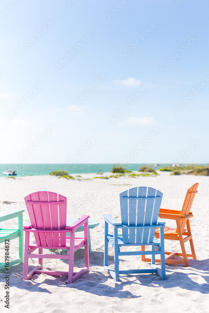 Colorful Chairs on the Beach, Florida