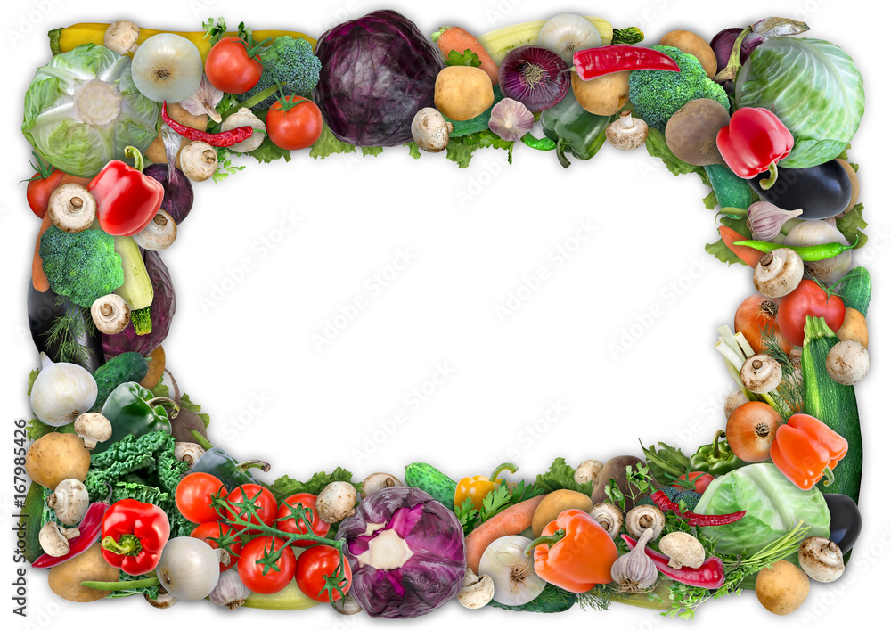 Fototapeta Food background - Frame of assorted juicy vegetables