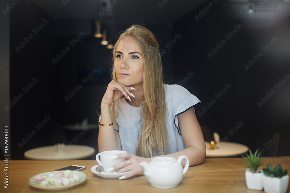 Young Happy Woman Drinking Green Tea Young Happy Woman Drinking Green Tea