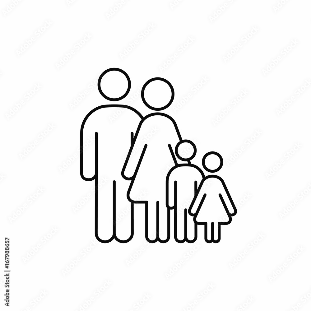 Family outline icon. Vector isolated family silhouette line illustration Family outline icon. Vector isolated family silhouette line illustration
