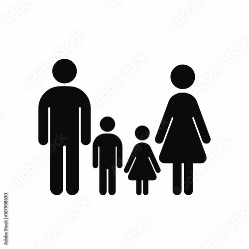 Family black icon. Vector isolated family silhouette