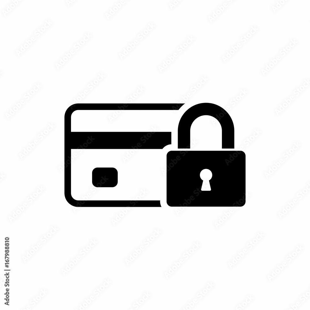 Credit Card with lock icon. Locked bank card illustration. Vector Credit Card with lock icon. Locked bank card illustration. Vector