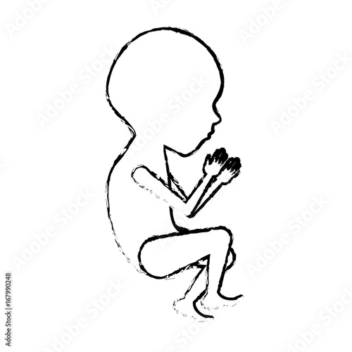 monochrome blurred silhouette of side view fetal growth a semestrer