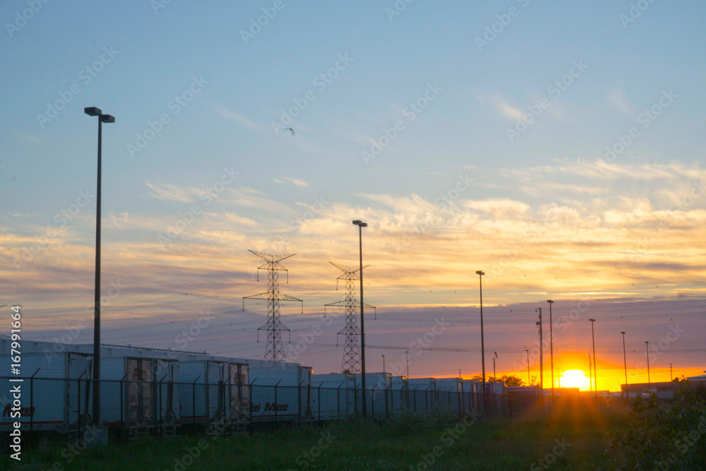 Sunset in Industrial Setting