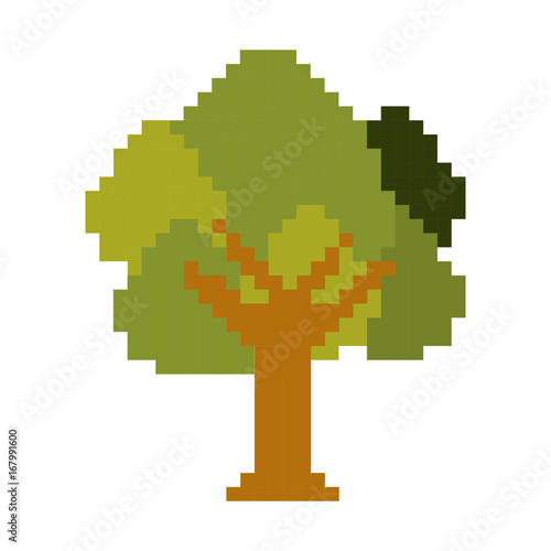 colorful pixelated tree with ramifications and leaves