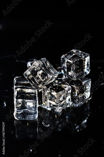 Ice cubes, black background