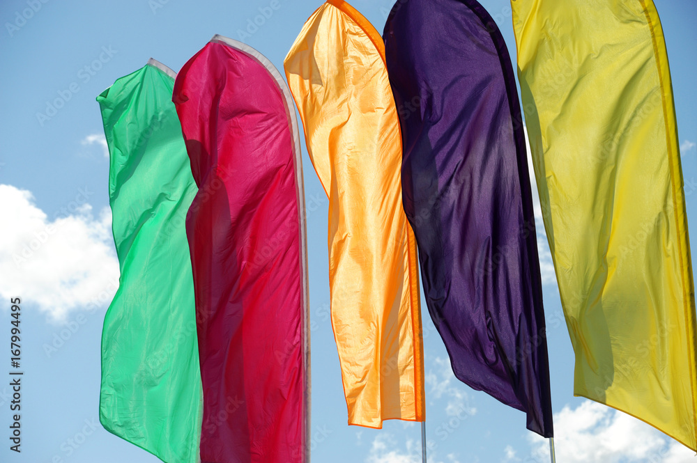 colorful flags waving in the wind